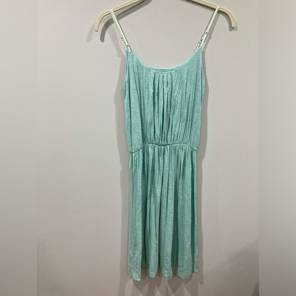 Sea Foam/ Aqua Blue Spaghetti Strap Dress Adjustable Straps Elastic Waist